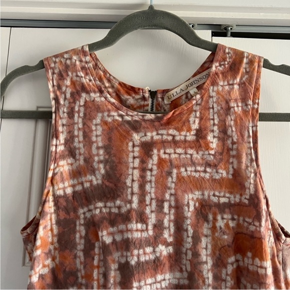 ULLA JOHNSON Orange Tie-Dye Knee Length Wrap Dress Size 8